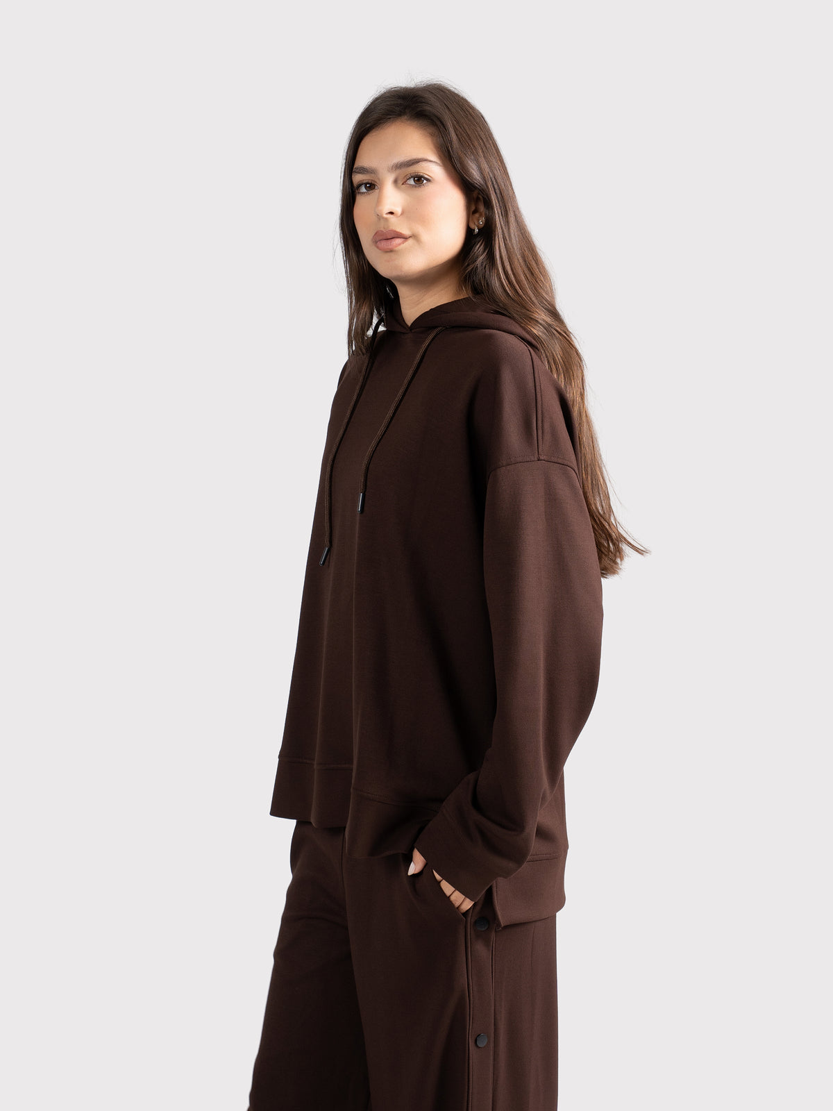 BREATHABLE OVERSIZED HOODIE - BROWN