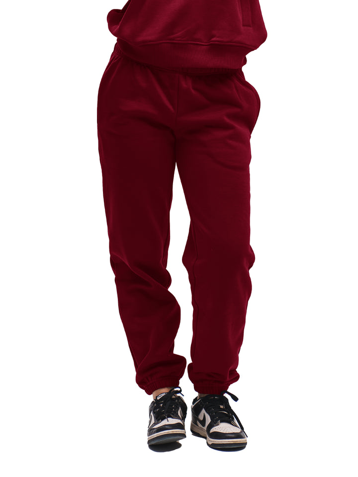 BURGUNDY ELASTIC HEM SWEATPANTS