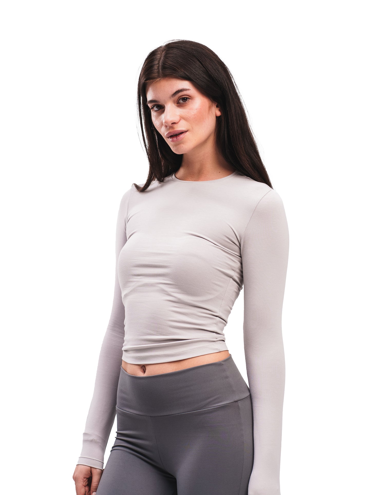 FOG GREY BASIC LONG SLEEVE TOP