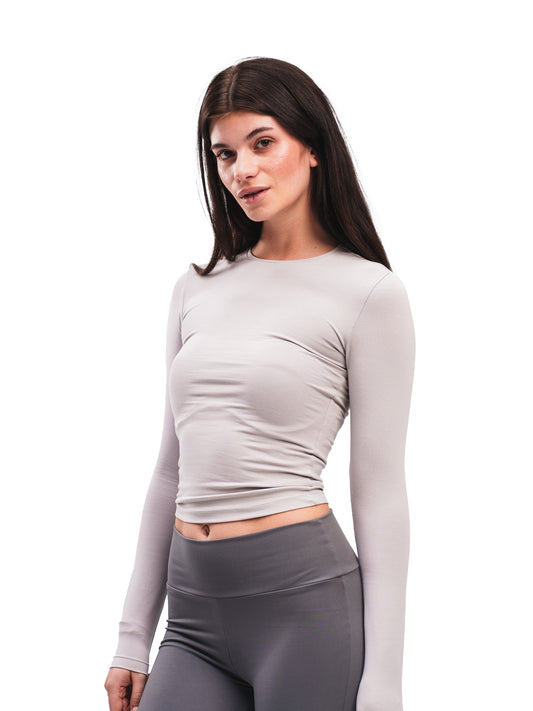 FOG GREY BASIC LONG SLEEVE TOP