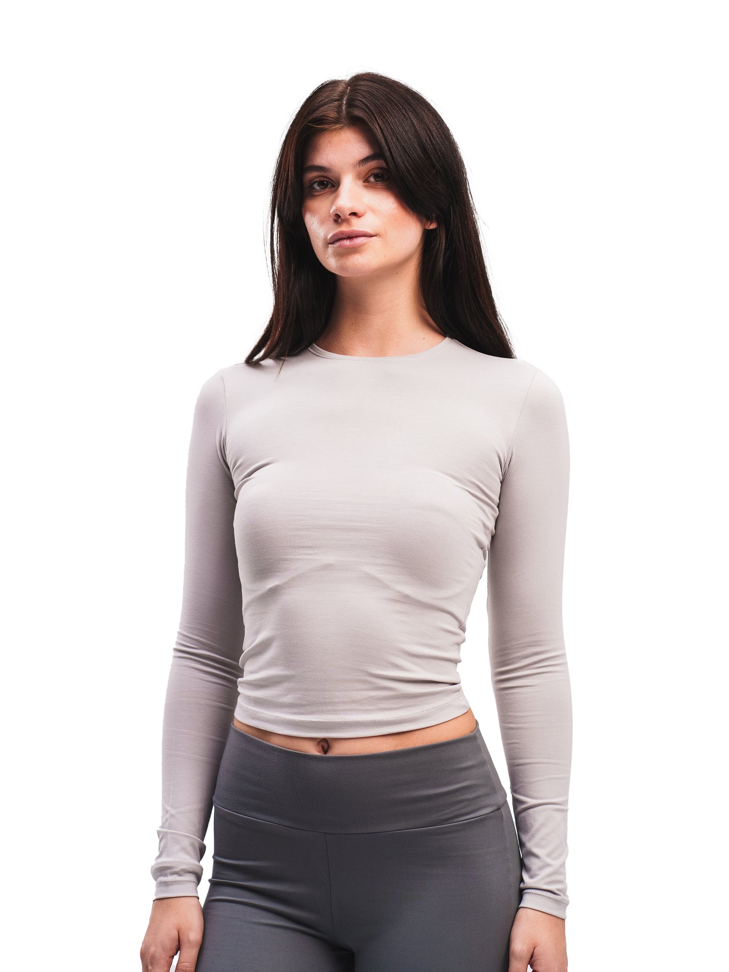 FOG GREY BASIC LONG SLEEVE TOP