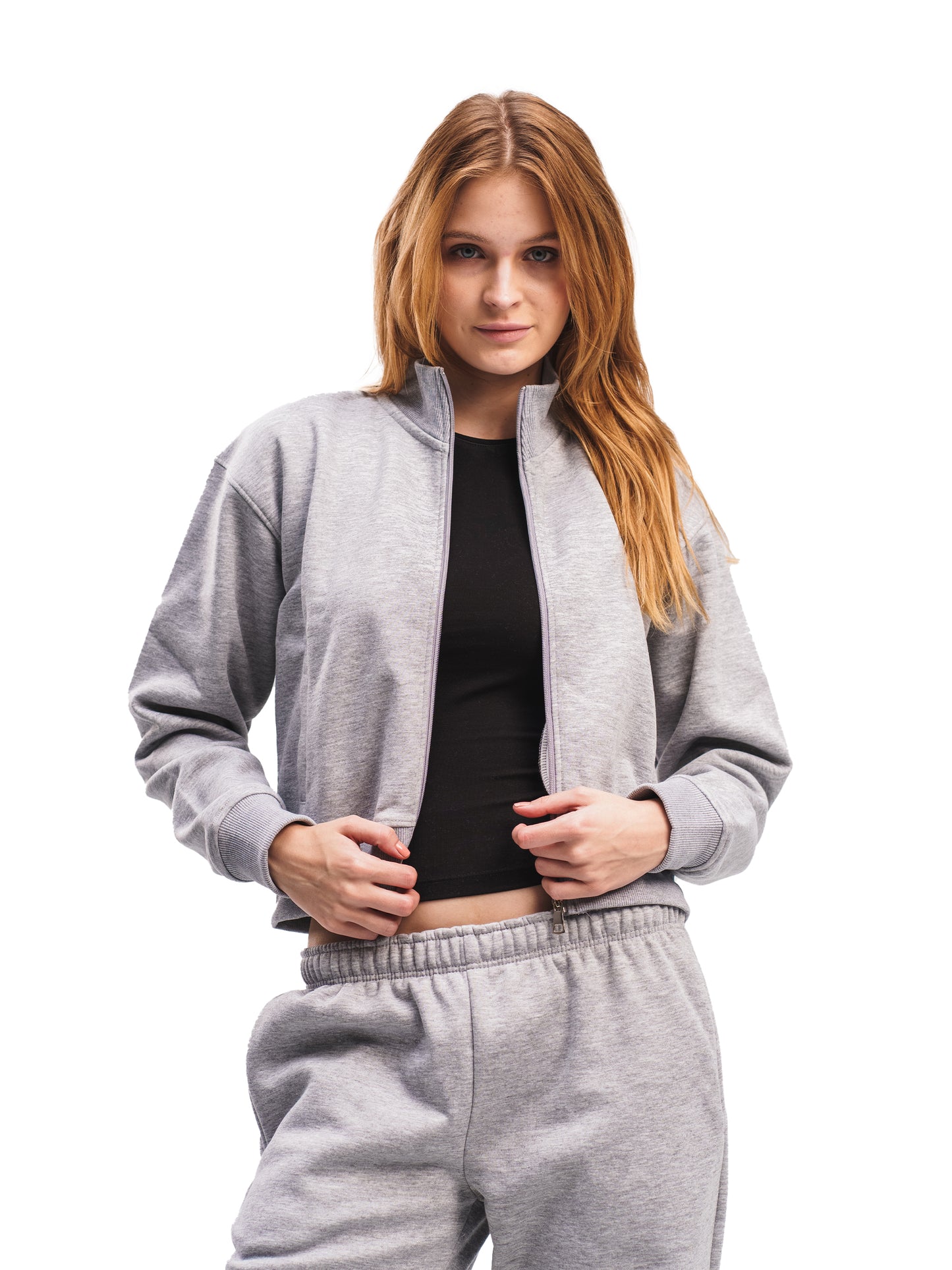 CLOUD GREY CROPPED ZIP UP