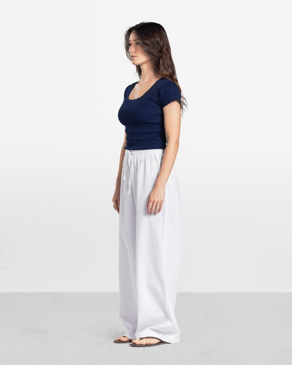LACE RIBBED SHORT SLEEVE TOP