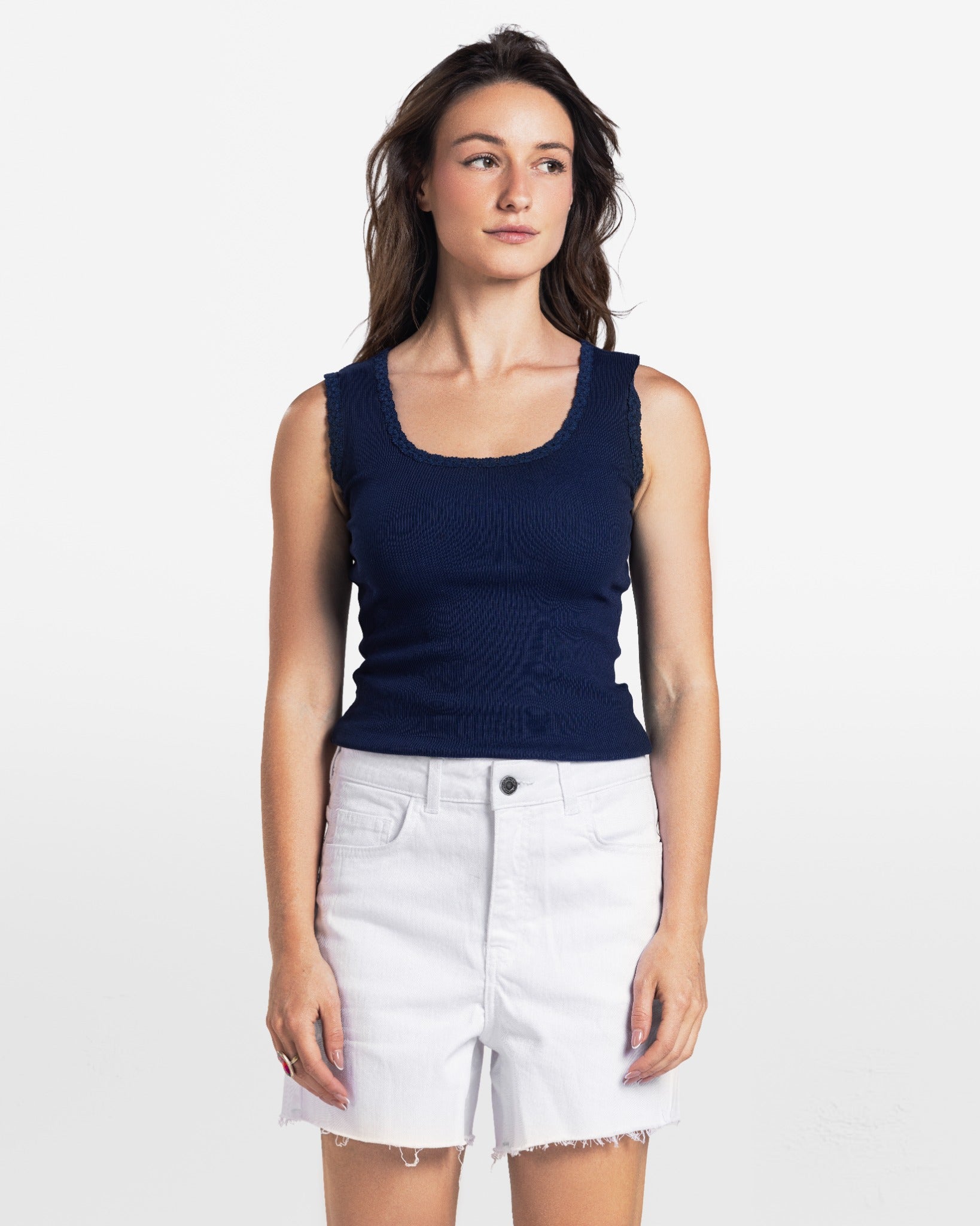 LACE RIBBED TANK TOP