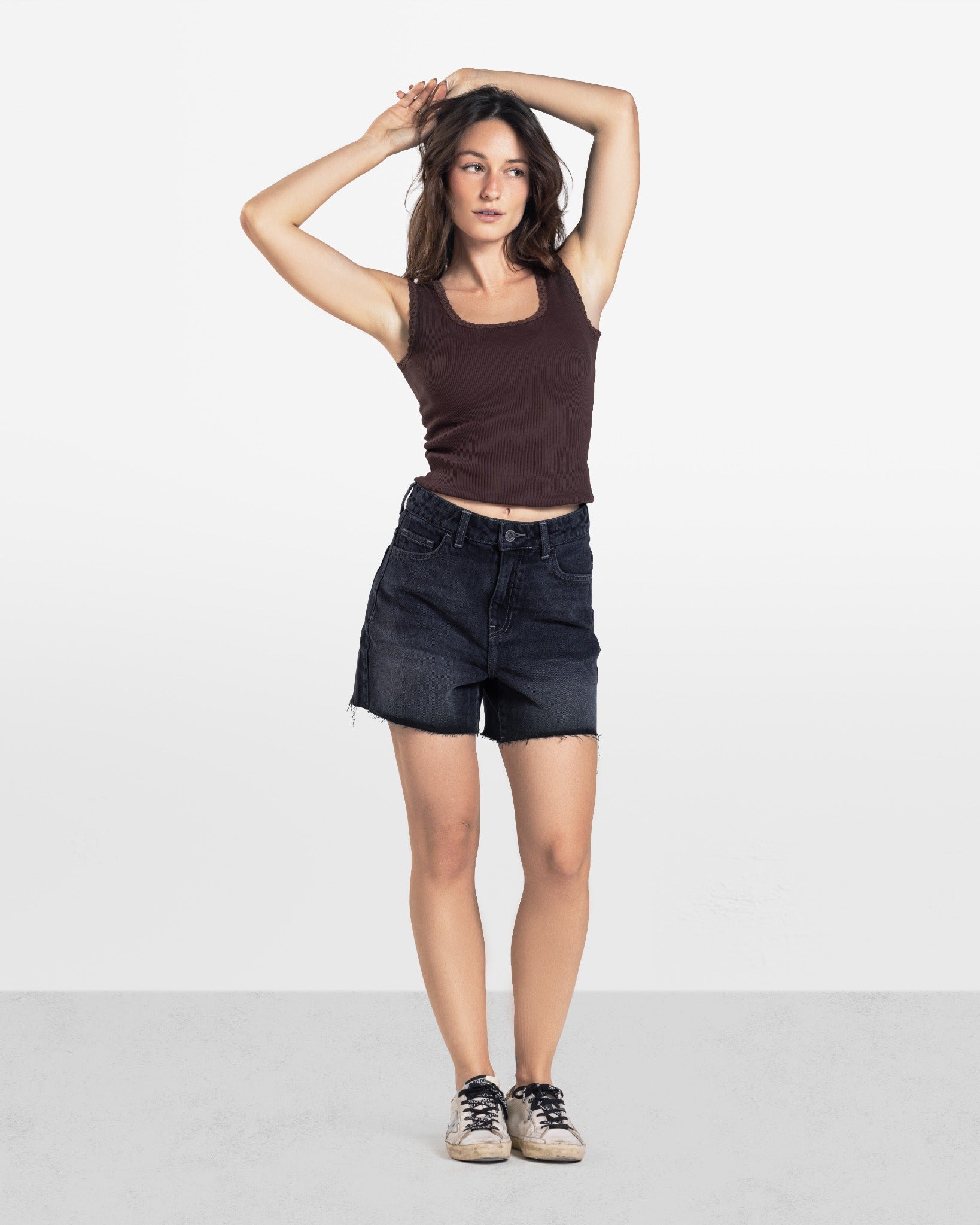 LACE RIBBED TANK TOP