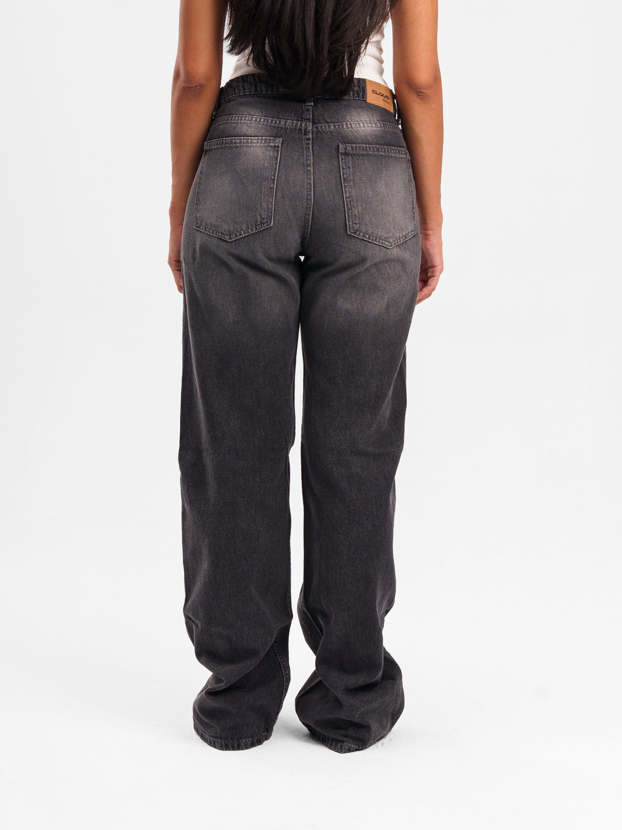 DARK GREY HIGH RISE JEANS