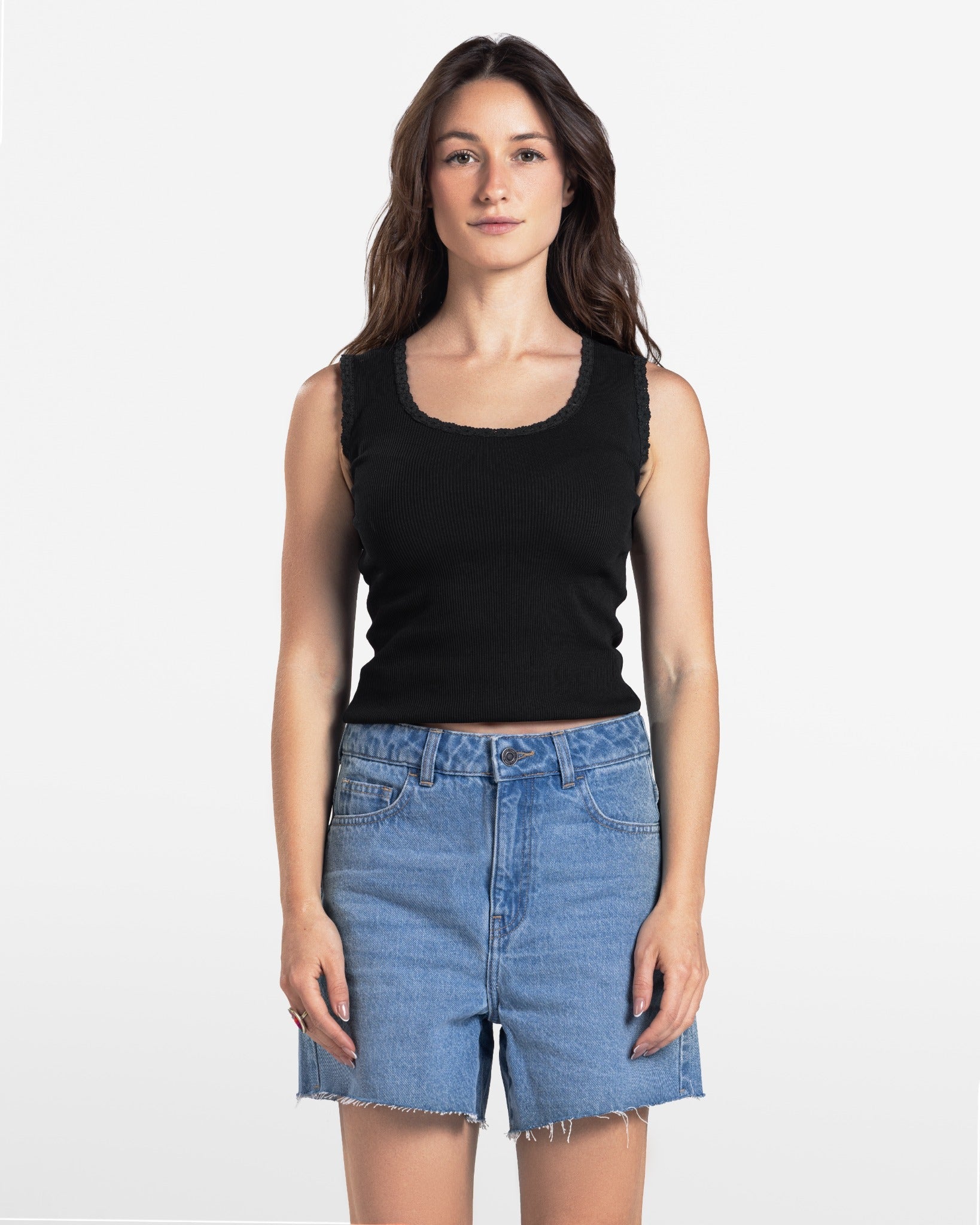LACE RIBBED TANK TOP