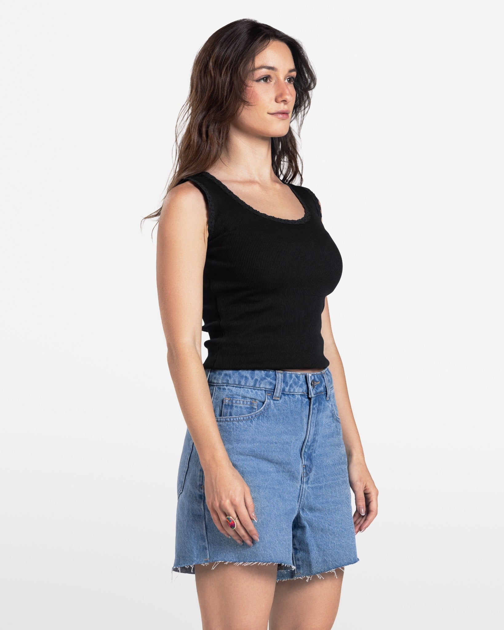 LACE RIBBED TANK TOP