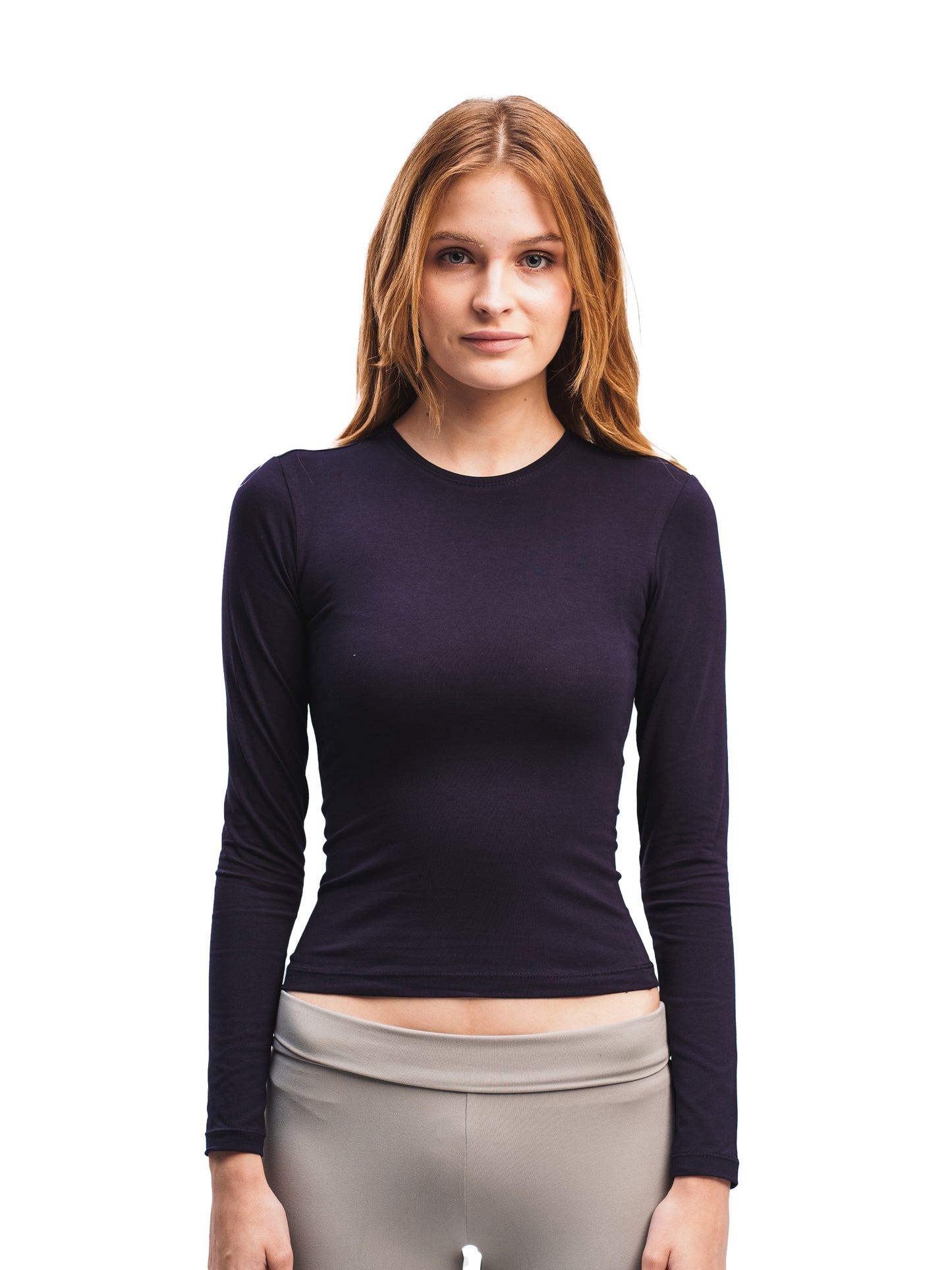 NAVY BASIC LONG SLEEVE TOP