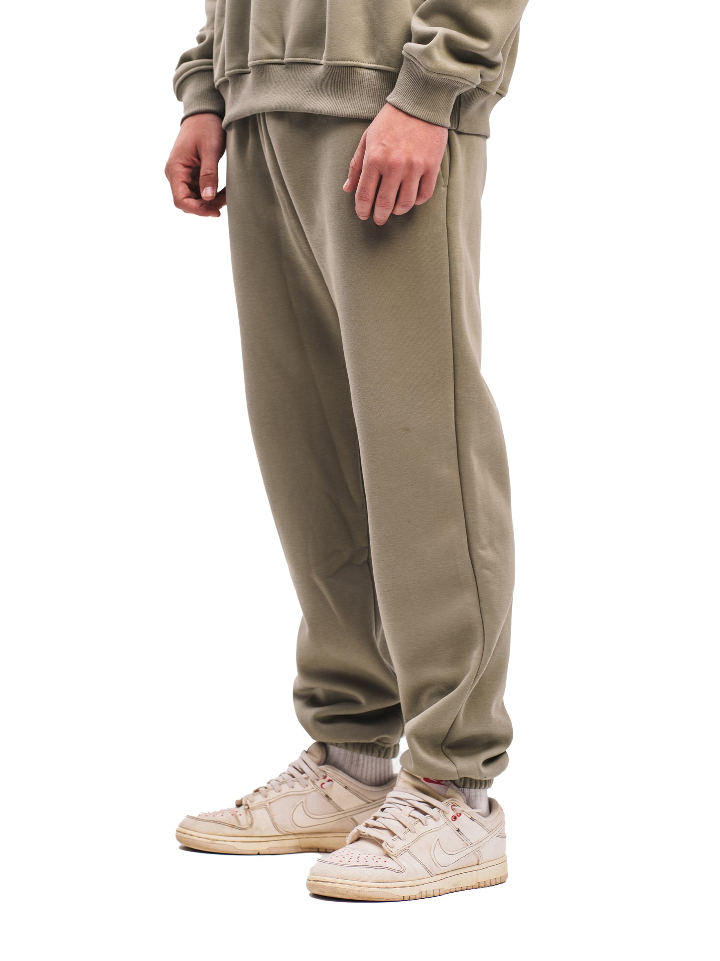 OLIVE GREEN ELASTIC HEM SWEATPANTS