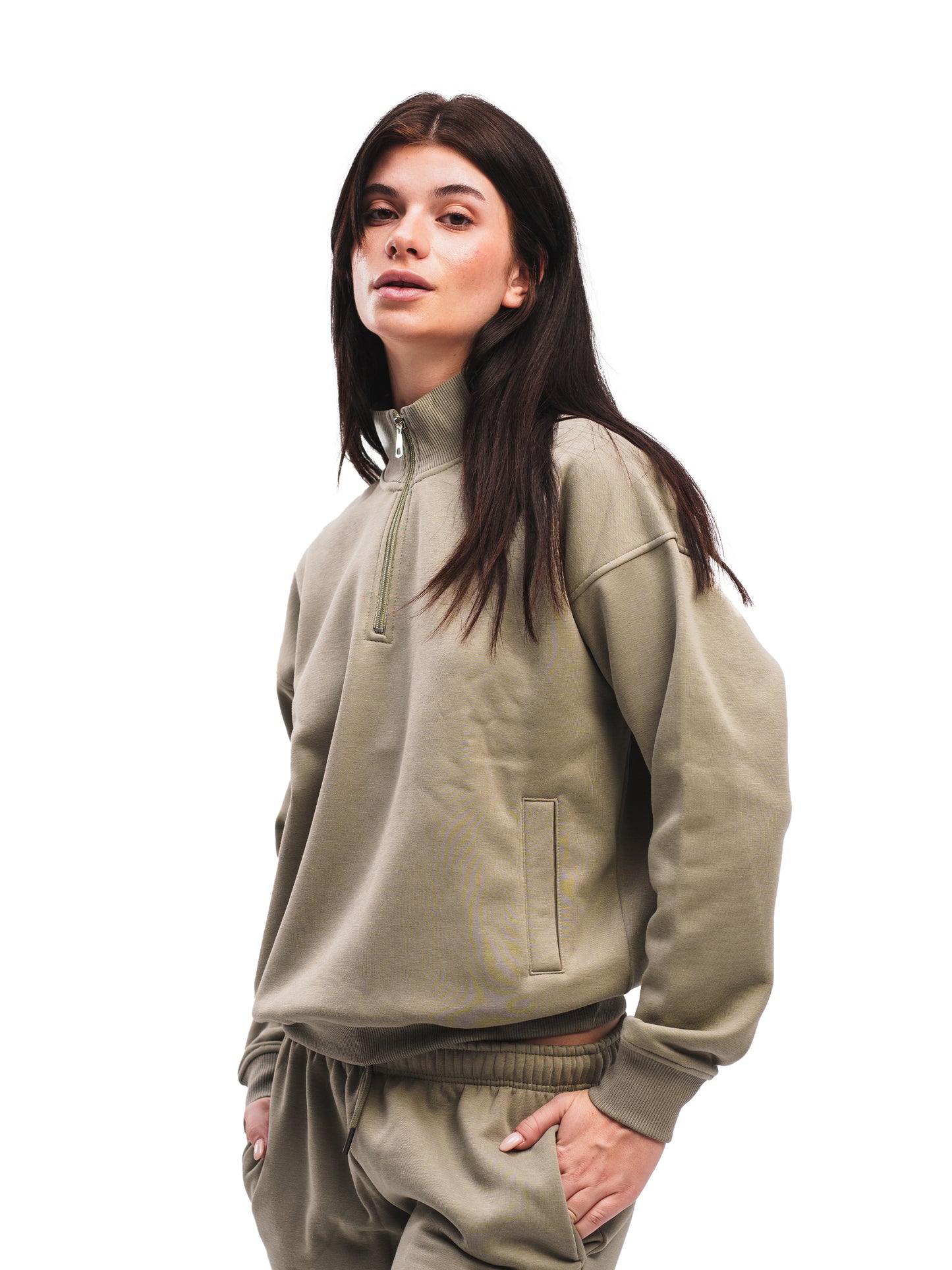 OLIVE GREEN QUARTER ZIP