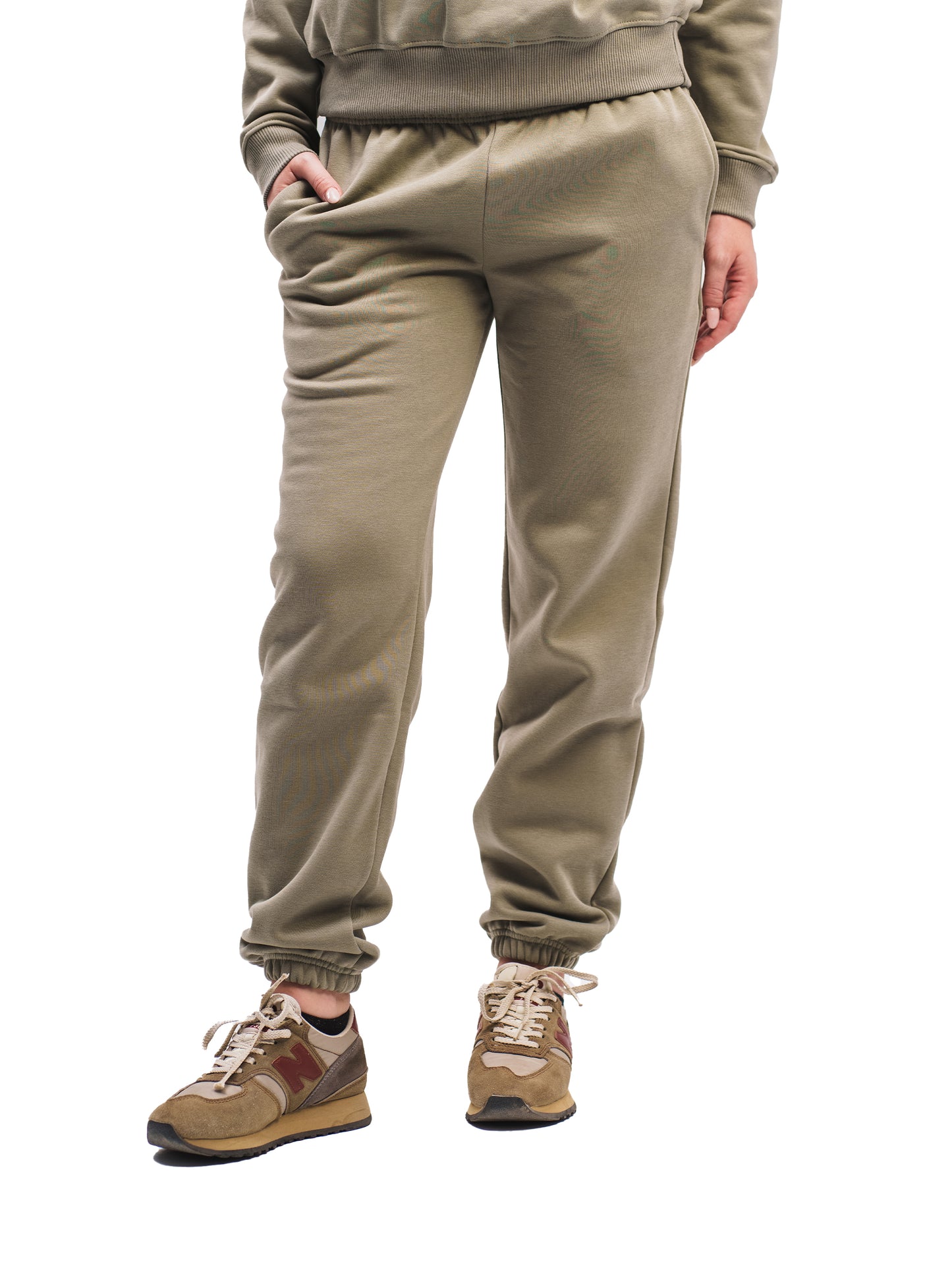 OLIVE GREEN ELASTIC HEM SWEATPANTS