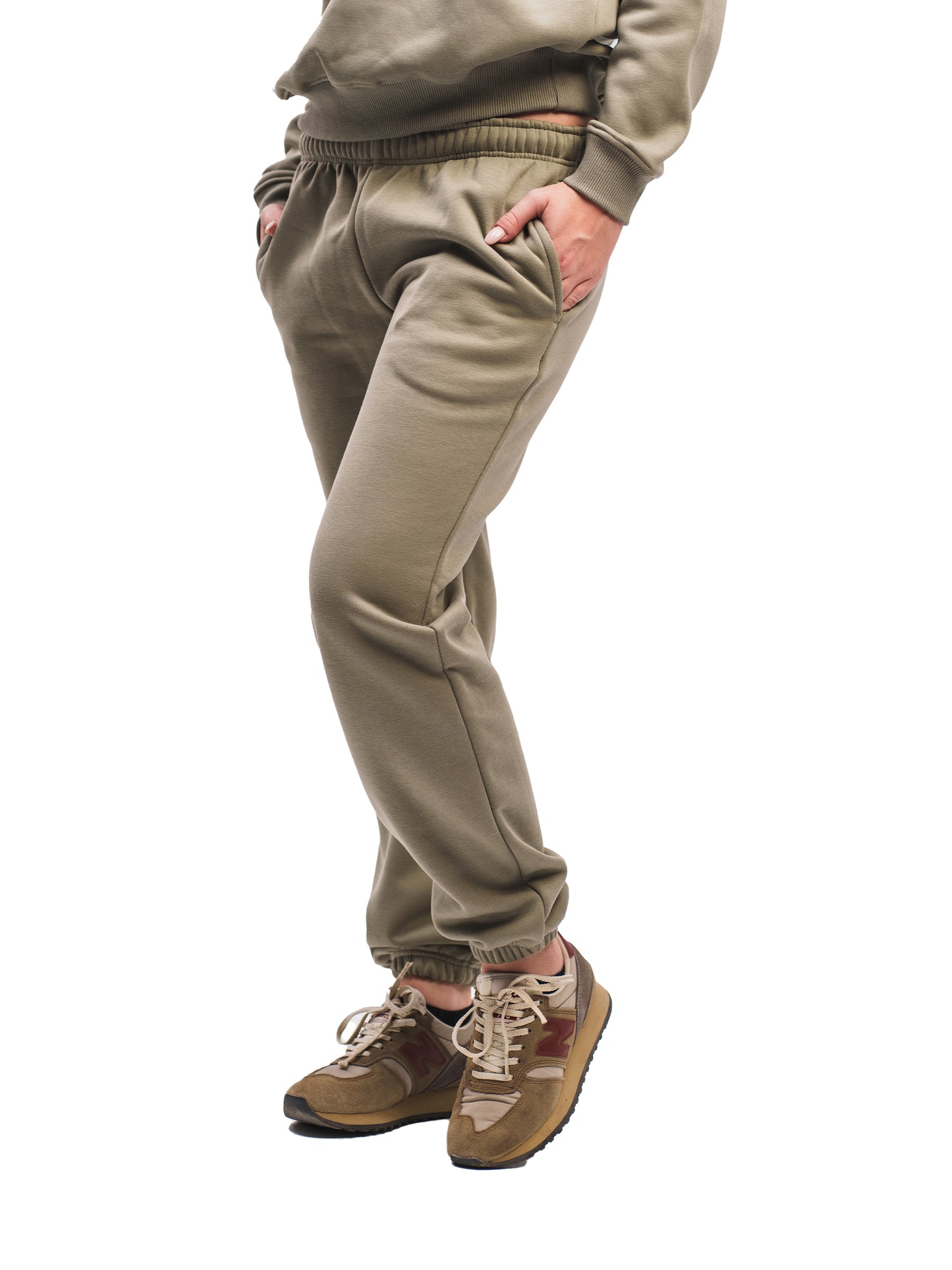 OLIVE GREEN ELASTIC HEM SWEATPANTS