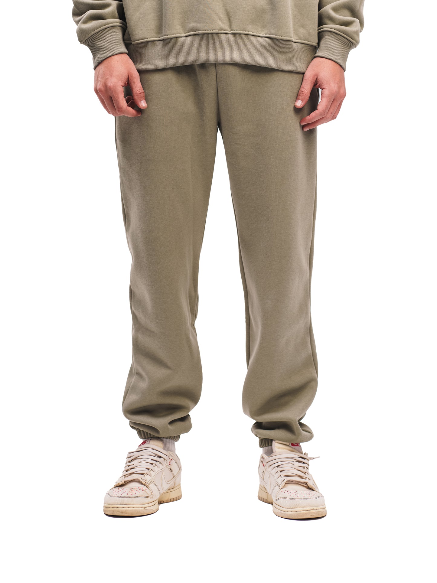 OLIVE GREEN ELASTIC HEM SWEATPANTS