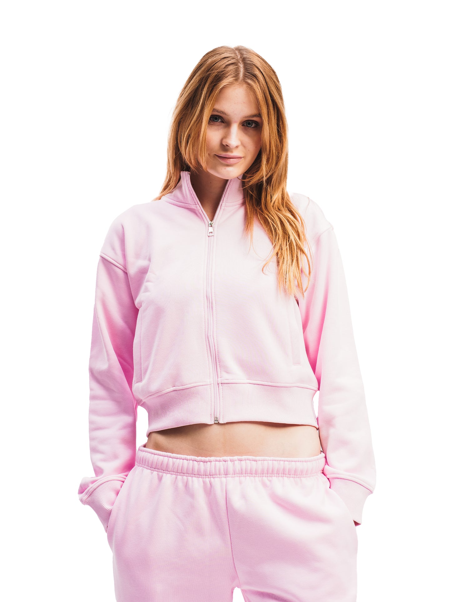 BABY PINK CROPPED ZIP UP