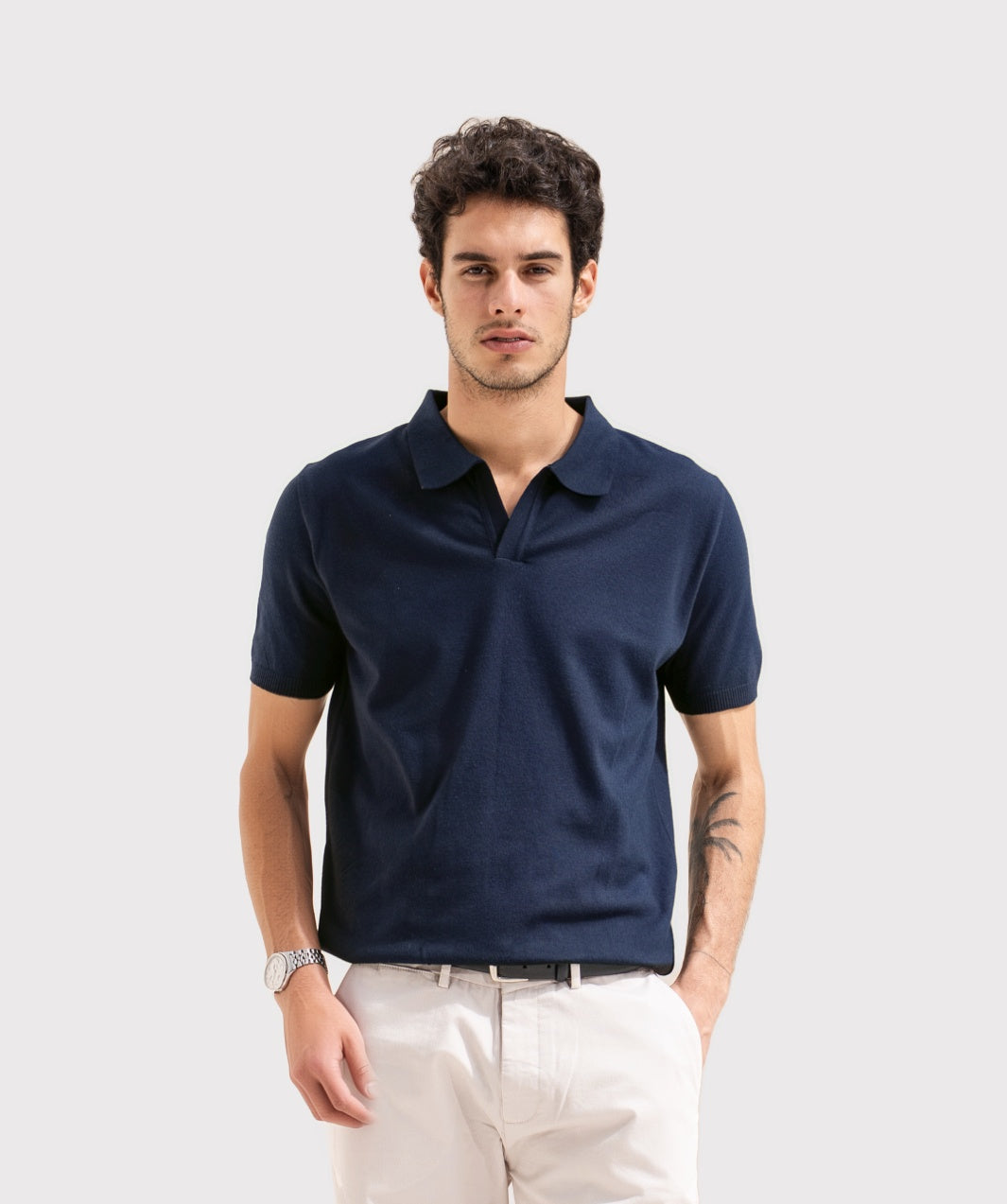 KNITTED MENS POLO SHIRT