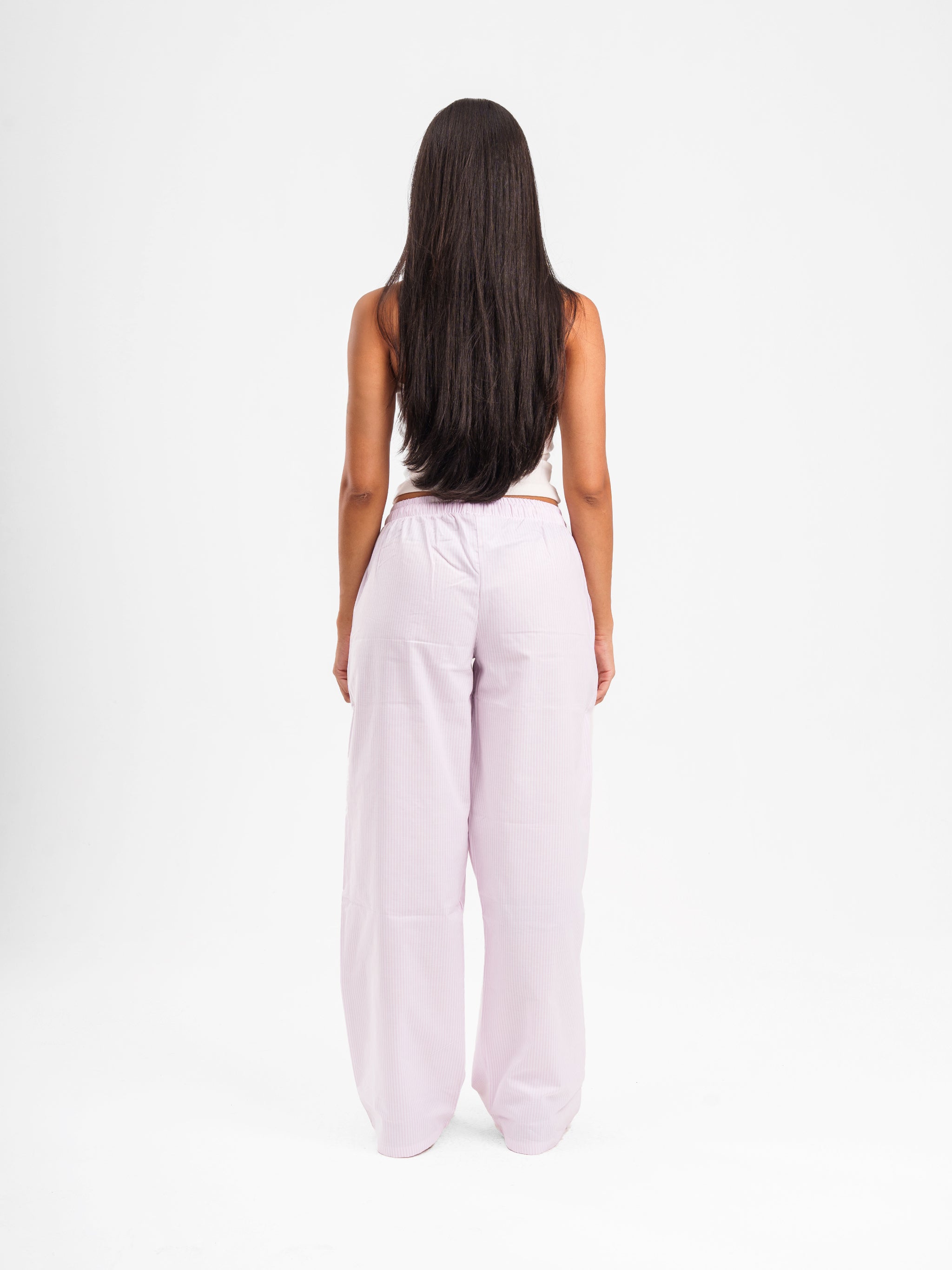 PINK STRIPED LINEN PANTS