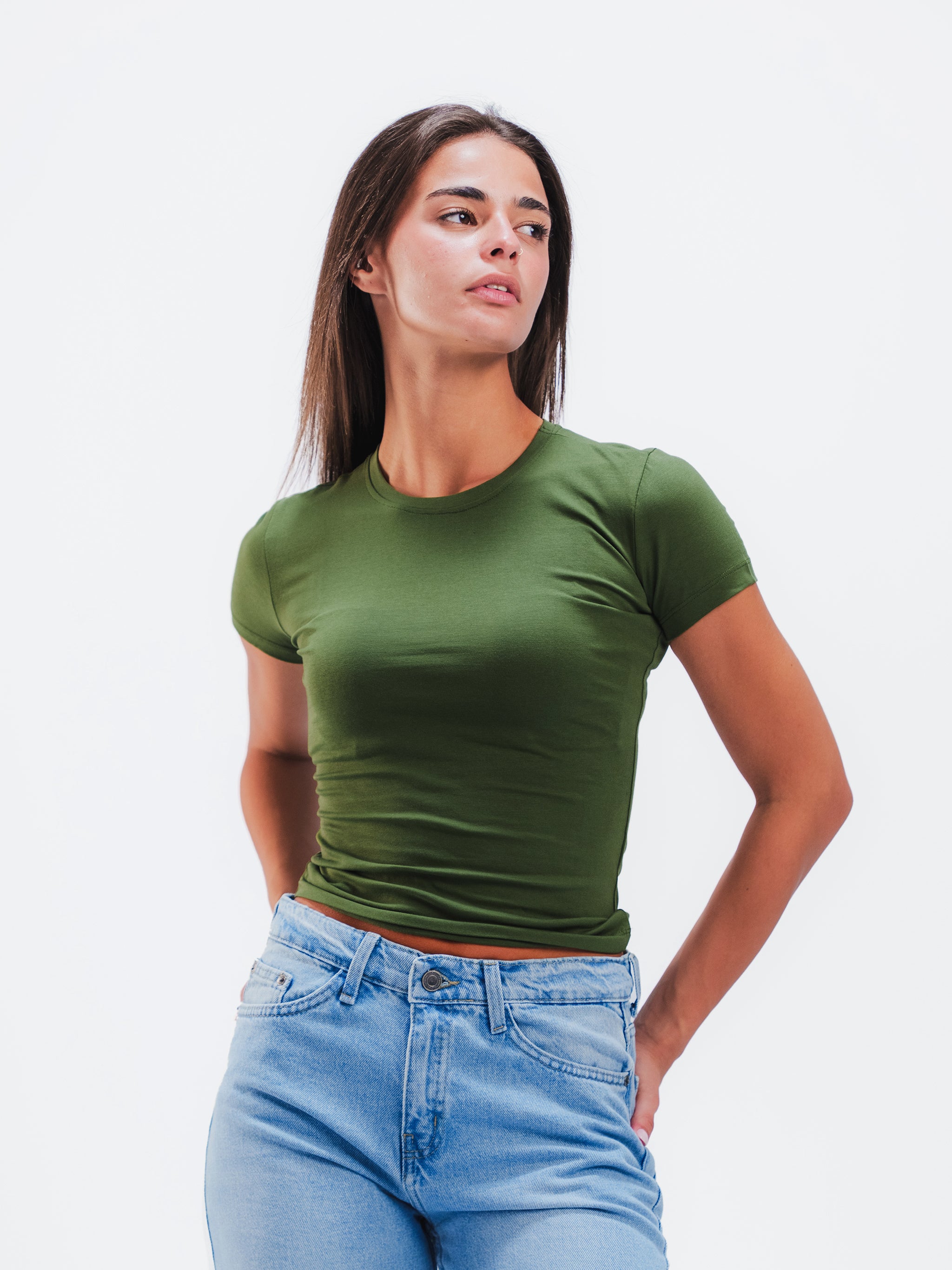 OLIVE SHORT SLEEVE TOP
