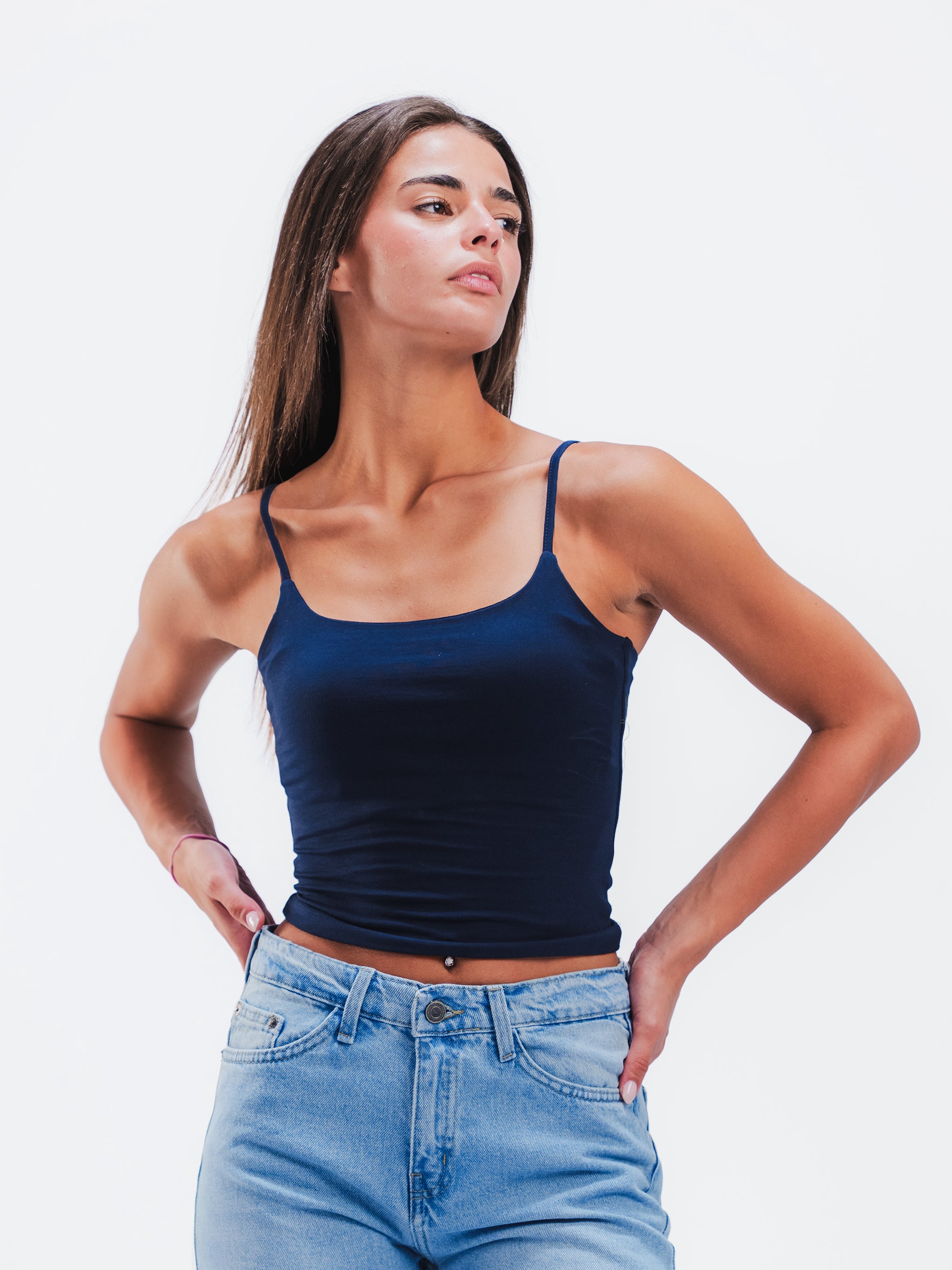 NAVY SPAGHETTI STRAP TOP