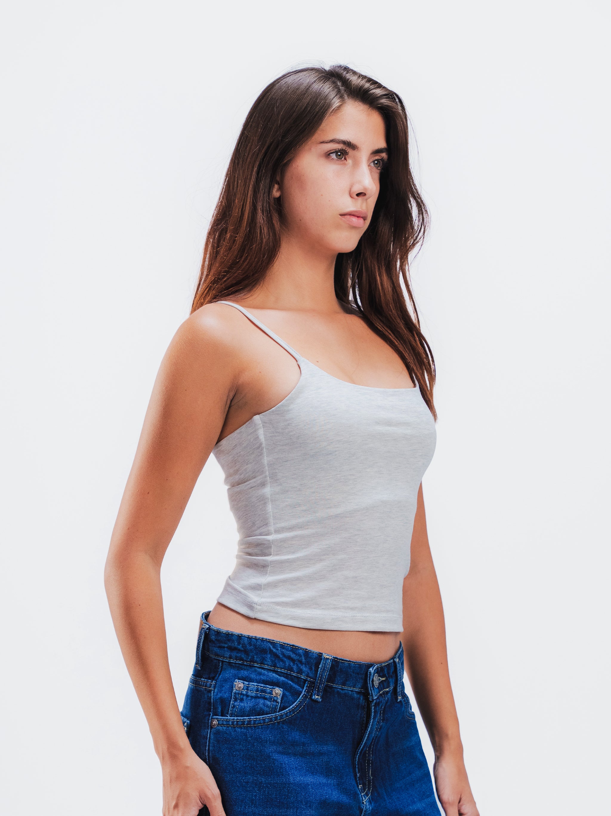 CLOUD GREY SPAGHETTI STRAP TOP