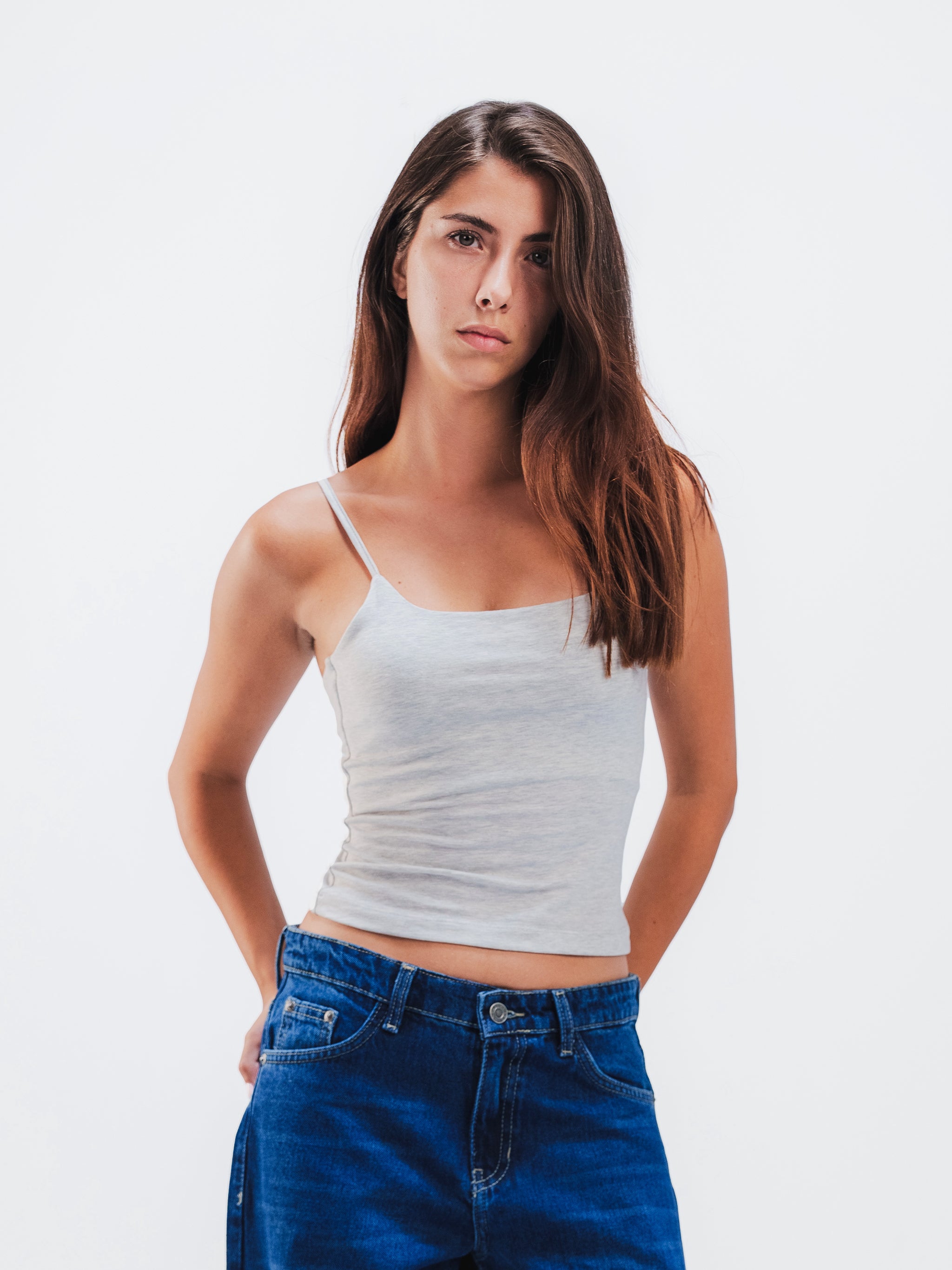 CLOUD GREY SPAGHETTI STRAP TOP
