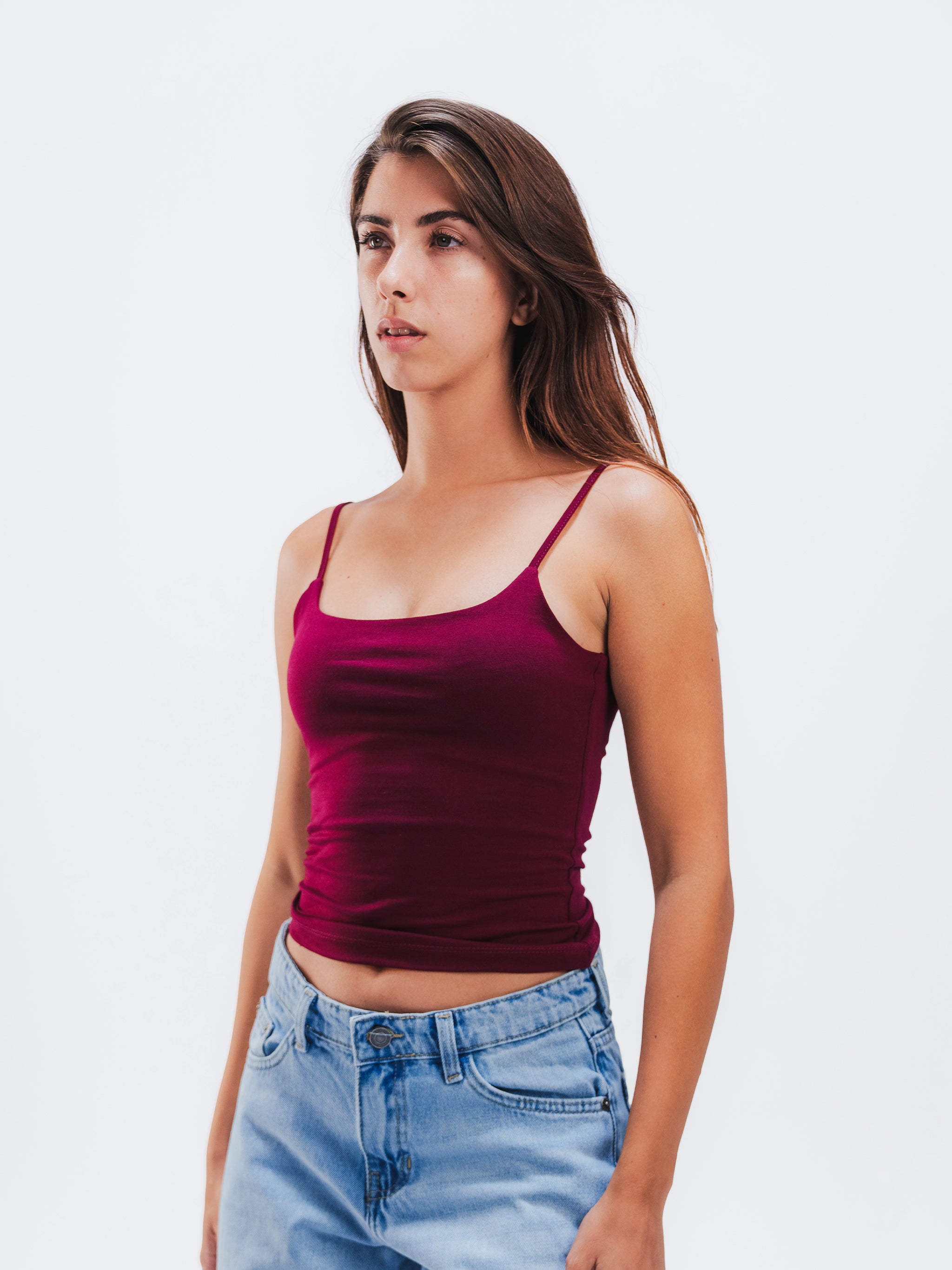 BURGUNDY SPAGHETTI STRAP TOP