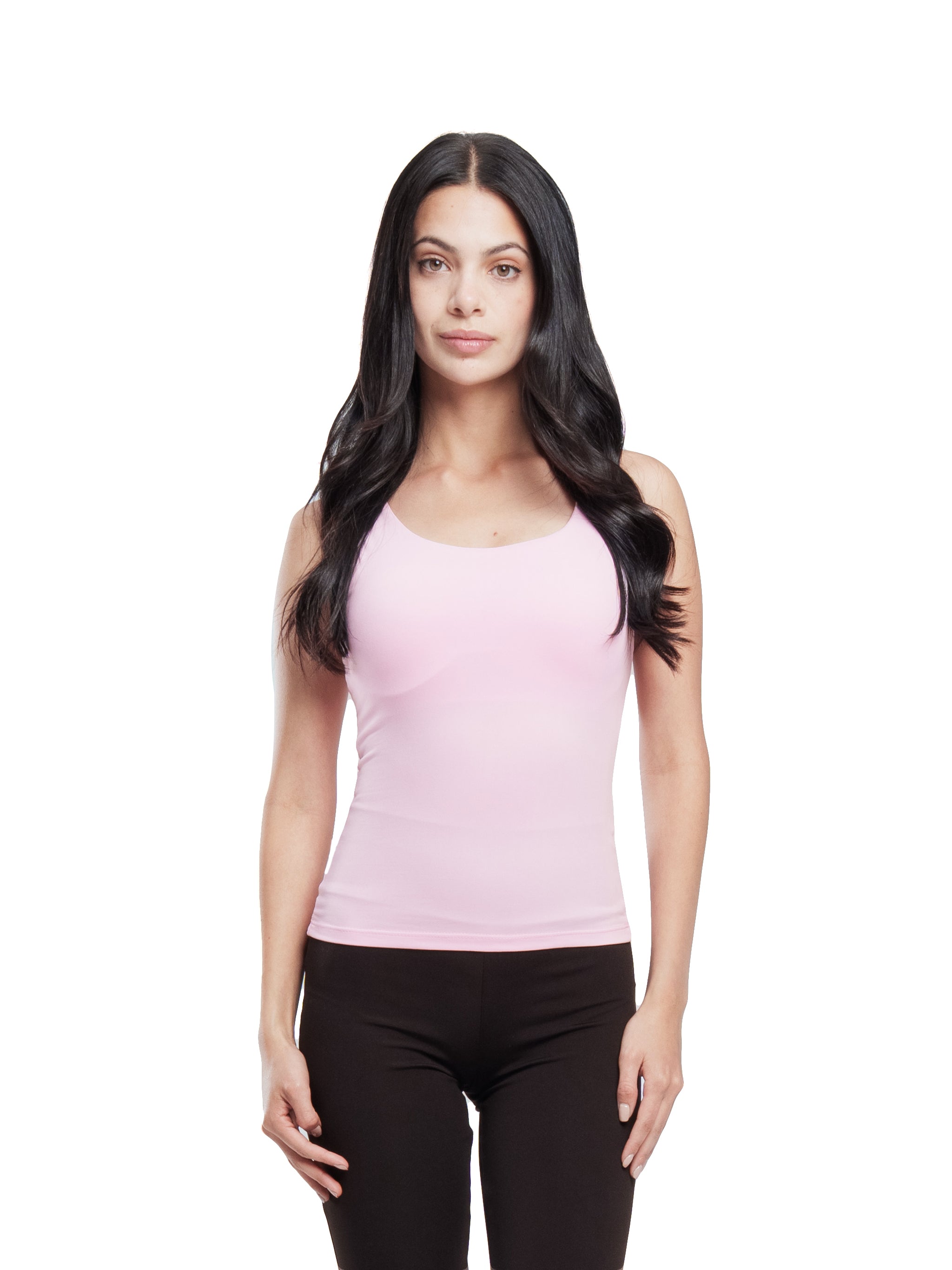 BABY PINK MICROFIBER U-SHAPED TANK TOP