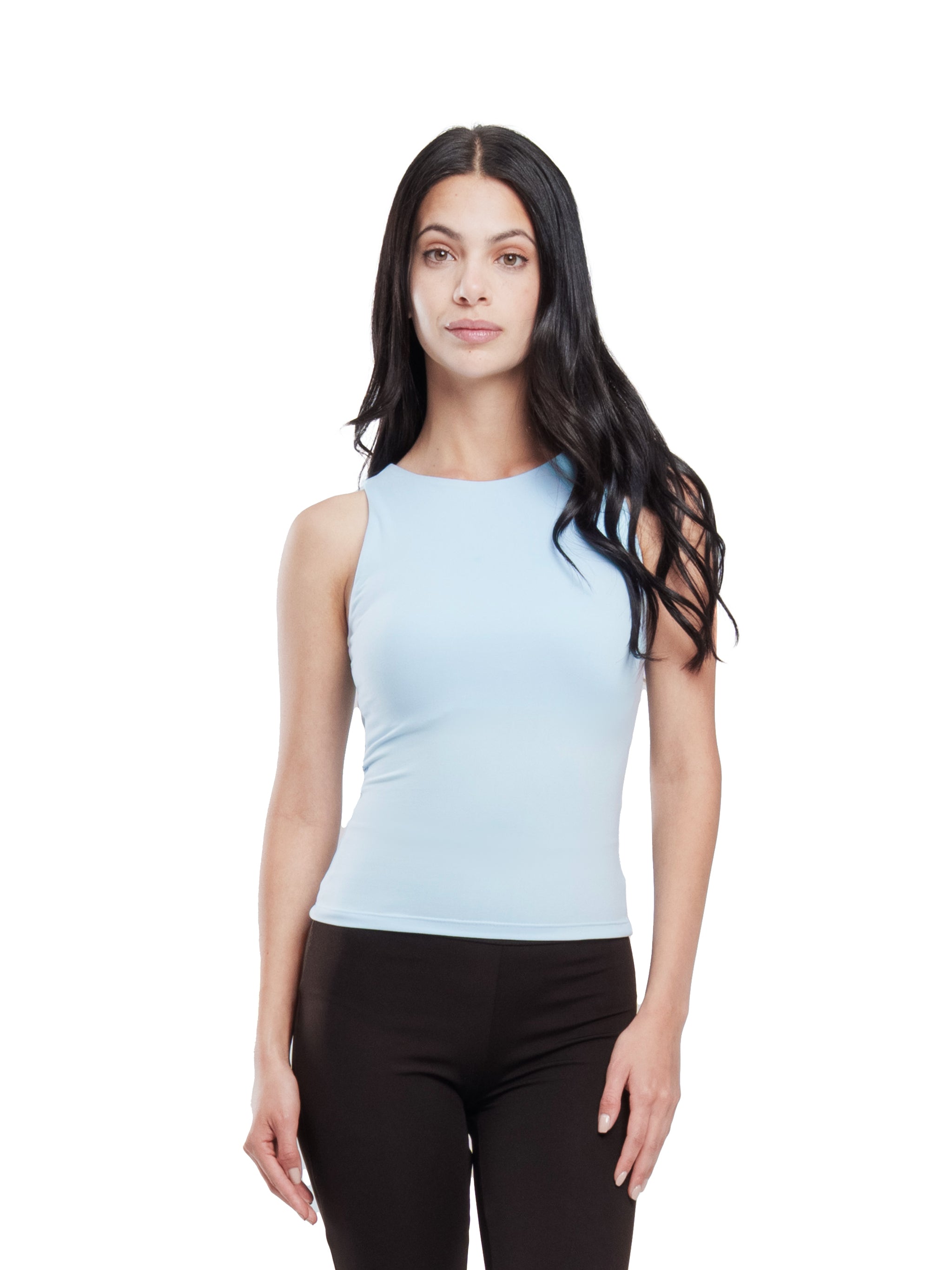 BABY BLUE MICROFIBER CREWNECK TANK TOP