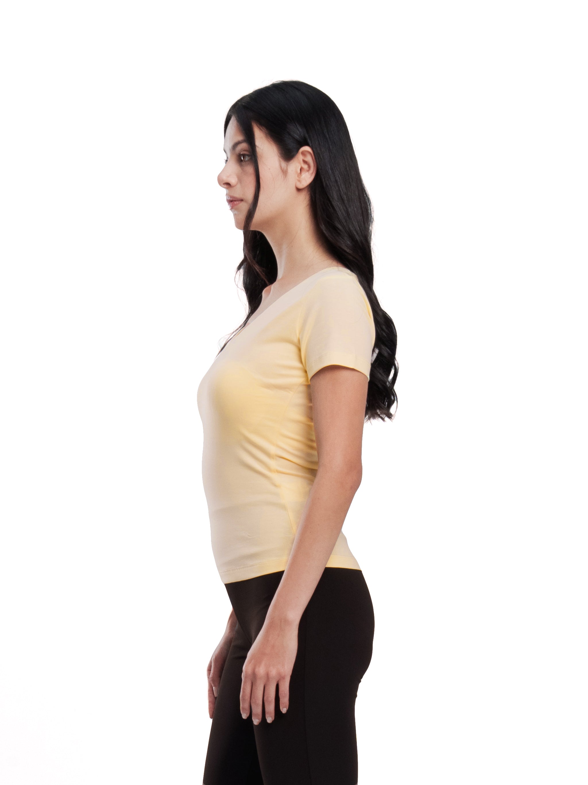 YELLOW V-NECK SHORT SLEEVE TOP
