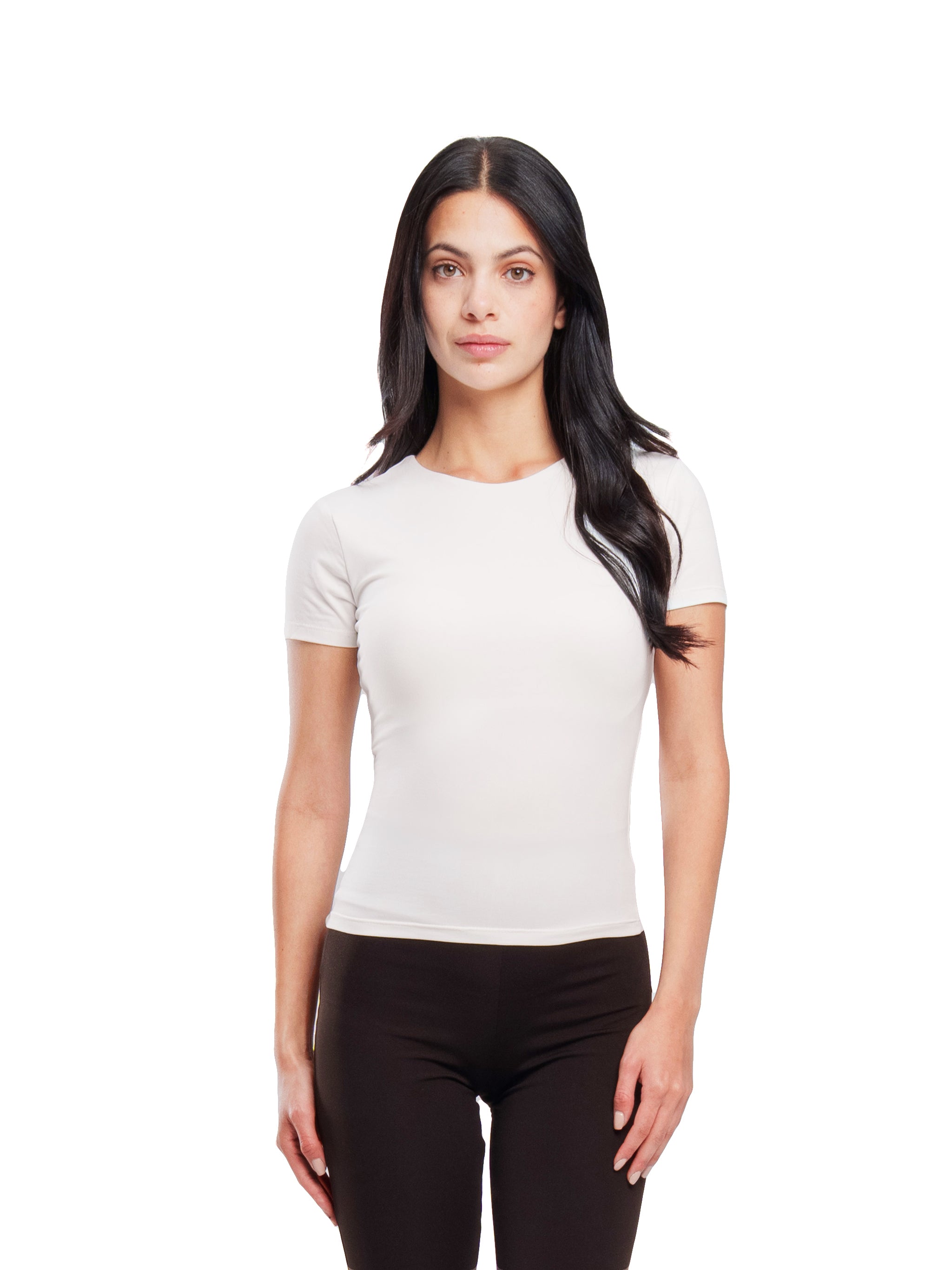 OFF-WHITE MICROFIBER BASIC SHORT SLEEVE TOP