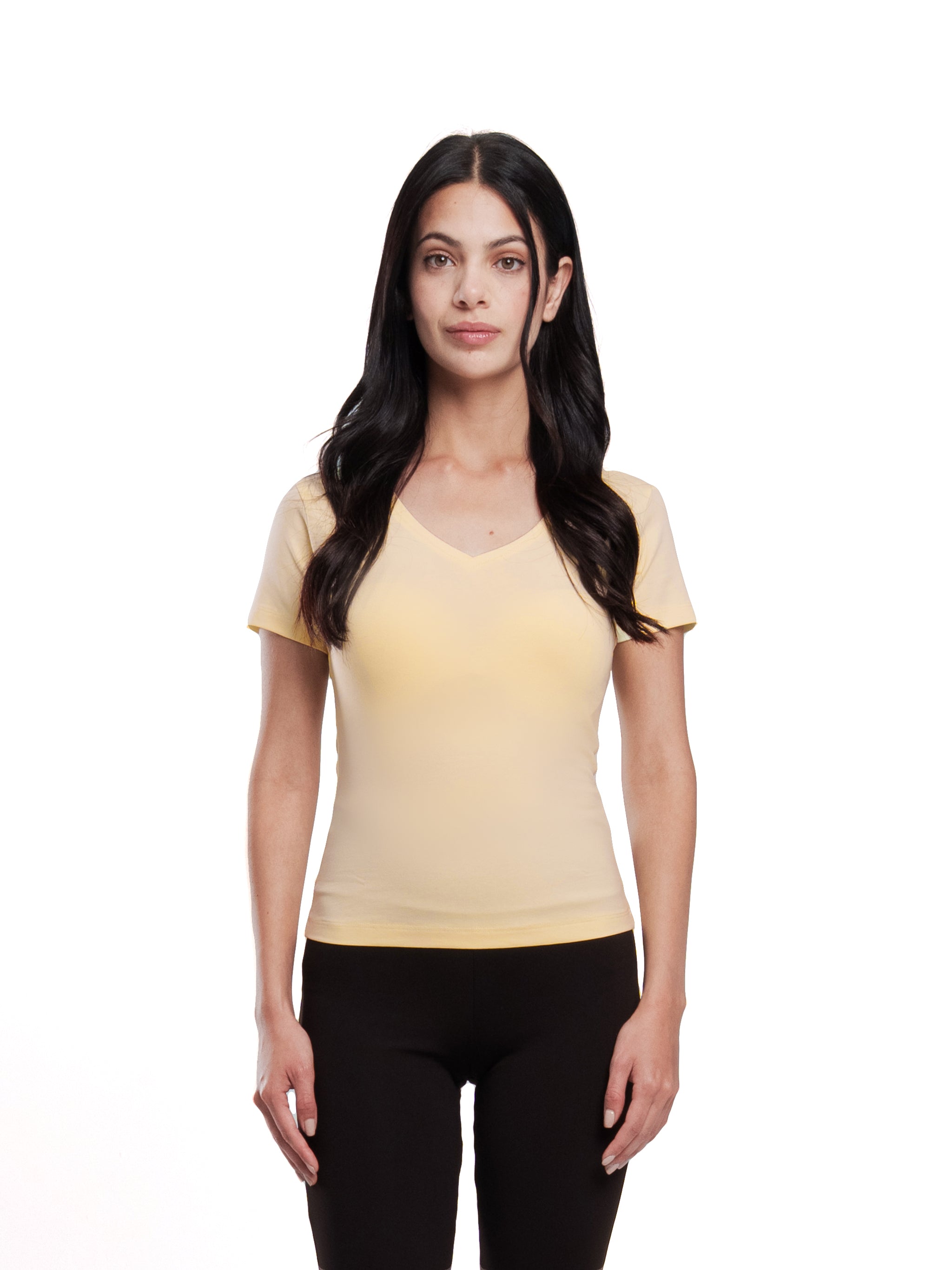YELLOW V-NECK SHORT SLEEVE TOP