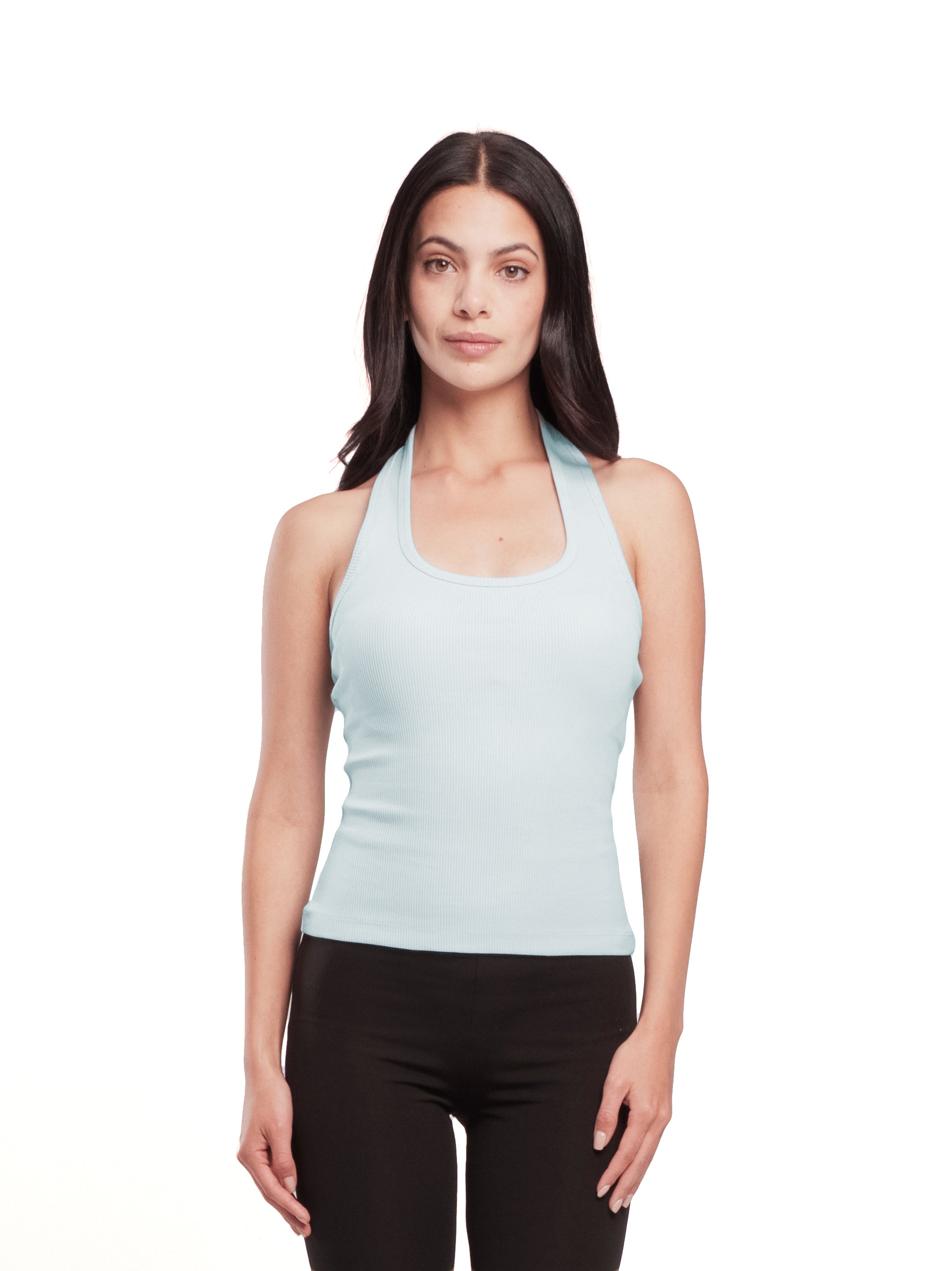 BABY BLUE HALTER TANK TOP