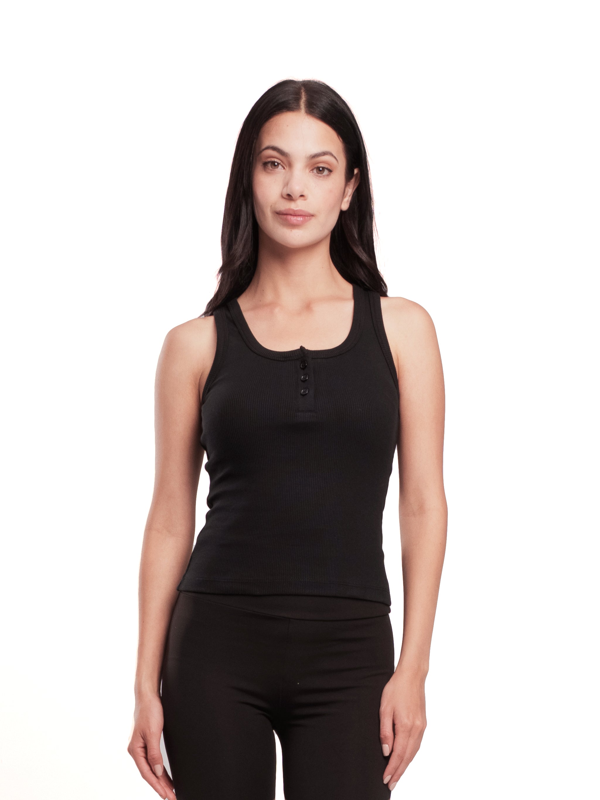 BLACK BUTTON UP TANK TOP